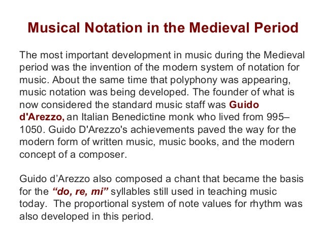 music of the medieval period Period medieval (500 - 1400) the medieval period began with the fall of the roman empire in the fifth century and ended with the emergence of the renaissance in the early fifteenth century medieval music was both sacred and secular during the early medieval period. music of the medieval period Period medieval (500 - 1400) the medieval period began with the fall of the roman empire in the fifth century and ended with the emergence of the renaissance in the early fifteenth century medieval music was both sacred and secular during the early medieval period.