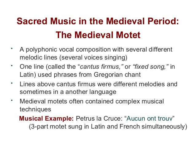 music of the medieval period Period medieval (500 - 1400) the medieval period began with the fall of the roman empire in the fifth century and ended with the emergence of the renaissance in the early fifteenth century medieval music was both sacred and secular during the early medieval period. music of the medieval period Period medieval (500 - 1400) the medieval period began with the fall of the roman empire in the fifth century and ended with the emergence of the renaissance in the early fifteenth century medieval music was both sacred and secular during the early medieval period.