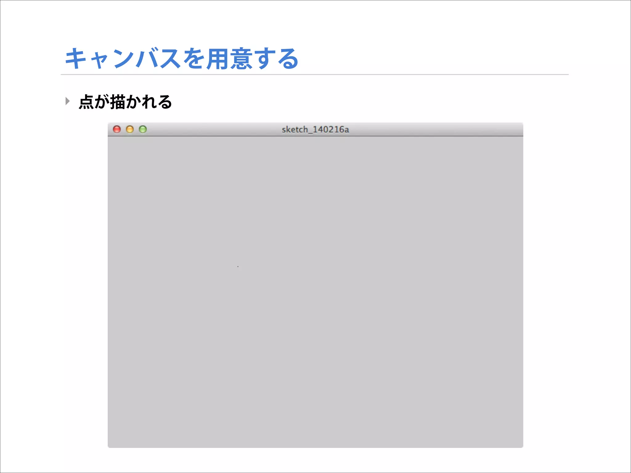 キャンバスを用意する
‣ 点が描かれる

 