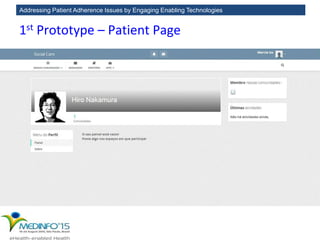 Addressing Patient Adherence Issues by Engaging Enabling Technologies
1st Prototype – Patient Page
 