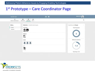 Addressing Patient Adherence Issues by Engaging Enabling Technologies
1st Prototype – Care Coordinator Page
 