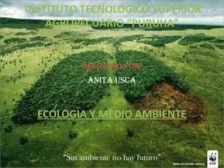 INSTITUTO TECNOLOGICO SUPERIOR
    AGROPECUARIO “PURUHA”


           REALIZADO POR:
             ANITA USCA



  ECOLOGIA Y MEDIO AMBIENTE


      “Sin ambiente no hay futuro”
 
