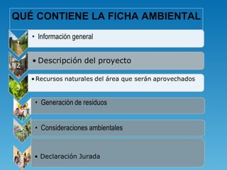 QUÉ CONTIENE LA FICHA AMBIENTAL
 