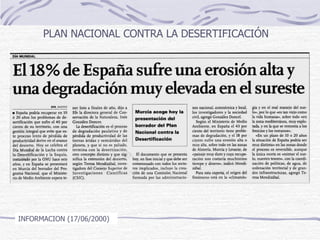 INFORMACION (17/06/2000) PLAN NACIONAL CONTRA LA DESERTIFICACIÓN 