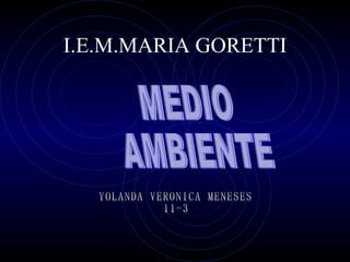 I.E.M.MARIA GORETTI MEDIO AMBIENTE YOLANDA VERONICA MENESES 11-3 