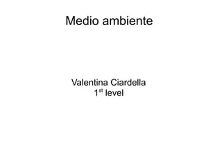 Medio ambiente
Valentina Ciardella
1st
level
 