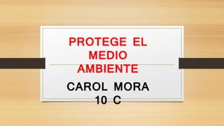 PROTEGE EL
MEDIO
AMBIENTE
CAROL MORA
10 C
 