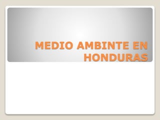 MEDIO AMBINTE EN
HONDURAS
 