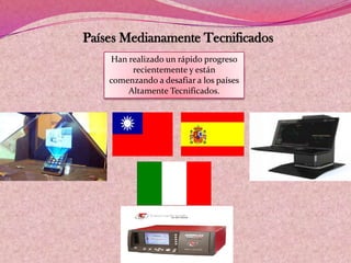 Países Medianamente Tecnificados
Han realizado un rápido progreso
recientemente y están
comenzando a desafiar a los países
Altamente Tecnificados.
 