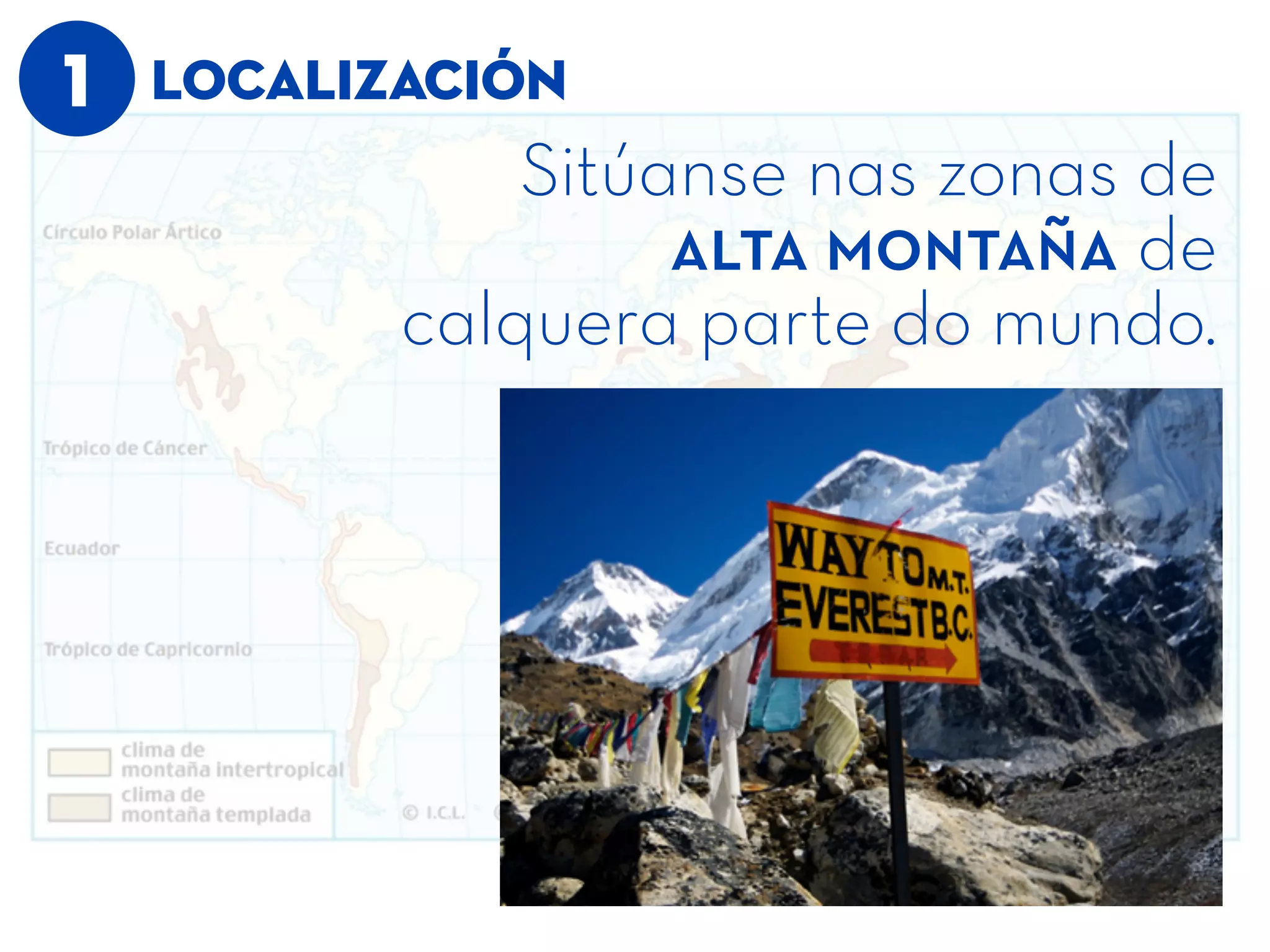 1 LOCALIZACIÓN
Sitúanse nas zonas de
alta montaña de
calquera parte do mundo.