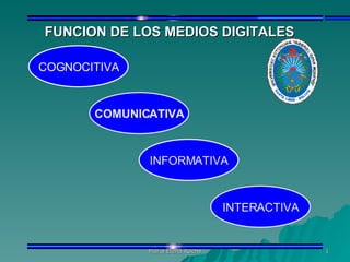 FUNCION DE LOS MEDIOS DIGITALES COGNOCITIVA COMUNICATIVA INFORMATIVA INTERACTIVA 