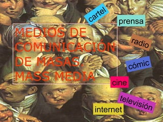 MEDIOS DE  COMUNICACIÓN DE MASAS. MASS MEDIA cartel prensa radio cómic cine televisión internet http://www.imageneso.blogspot.com/ 