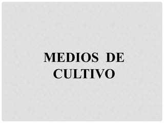 MEDIOS DE
CULTIVO
 