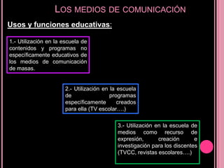 Uno de los factores que concurre la educación a distancia es que constituye un medio que permite ser accesible la enseñanza a personas y sectores de la población  tradicionalmente marginados de ella.Tres vertientes fundamentales de la educación permanente:La académica, la profesional, y la que hace referencia al ocio activo, formativo y cultural.*Todas la aéreas instructivas pueden ser objeto de la enseñanza por correspondencia.Medios itinerantes:Medios que desplazan para ponerse al alcance de sus posibles usuarios, durante un periodo determinado de tiempo.