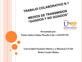 Presentado por:
Paula Andrea Yaima Morales Cód. 1.110.529.729
Universidad Nacional Abierta y a Distancia UNAD
Redes Locales Básico
 