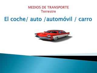 El coche/ auto /automóvil / carro
 