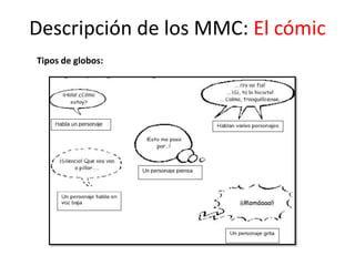 Tipos de globos:
Descripción de los MMC: El cómic
 