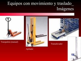 Equipos con movimiento y traslado_Equipos con movimiento y traslado_
ImágenesImágenes
Transpaleta (manual)
Apilador
Transelevador
 