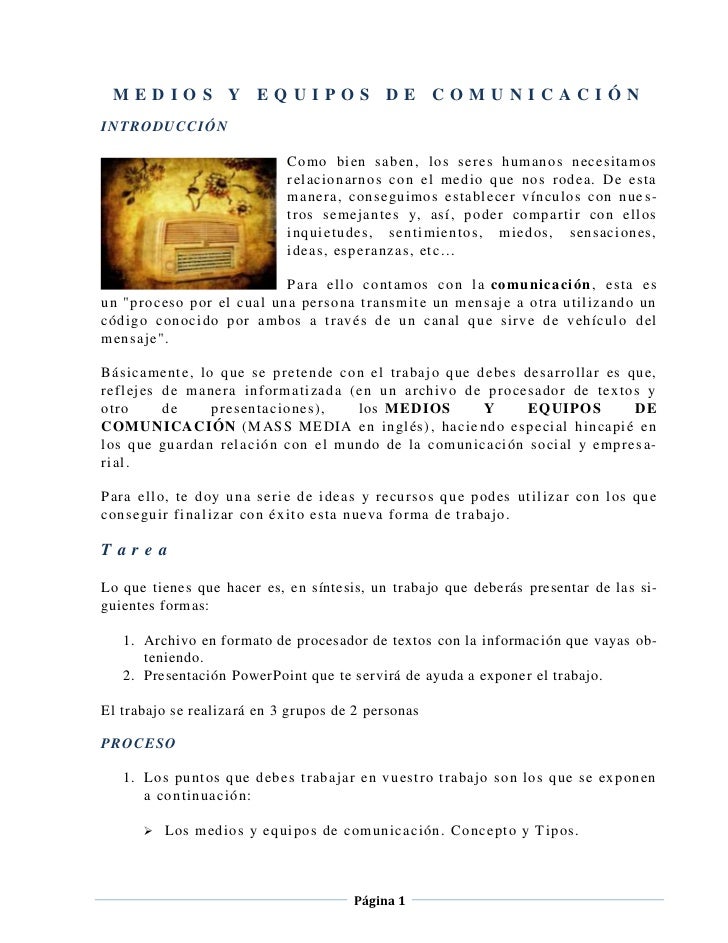 Medios y equipos de comunicación Medios y equipos de comunicación