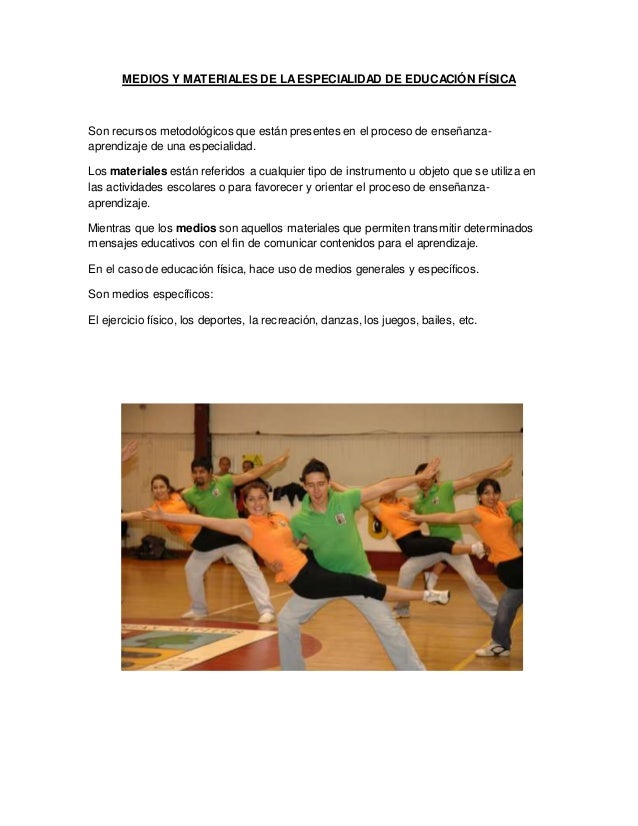 Medios y materiales de la especialidad de educación física