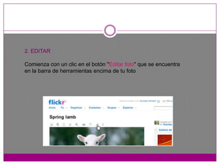 Tan sólo con subir la fotografía, o indicarle algún url, tienes acceso a modificarla.  Puedes redimensionarla, cortarla, ajustarle contraste, saturación, exposición y rotarla.