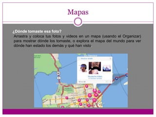 Funcionamiento:1. SUBIR FOTOSHay 5 formas de subirtusfotos y videos a Flickra través del Uploadr de Flickr (disponibleparaequipos PC y Mac) a través de complementosparaiPhoto, Aperture o Windows XP a través de nuestrapágina Web de cargaa través del correoelectrónicoa través de variosprogramas de escritorio de tercerosgratuitos