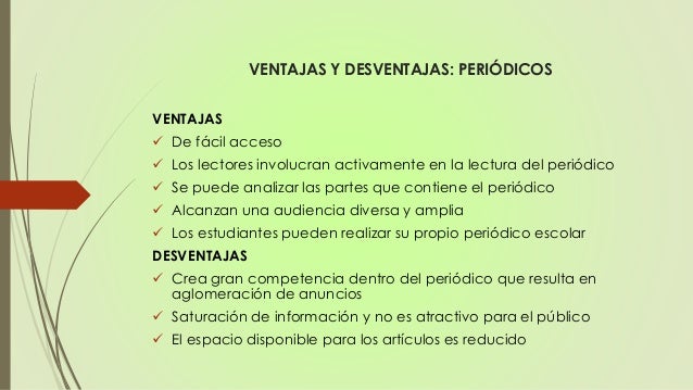 Resultado de imagen para ventajas y desventajas del periodico