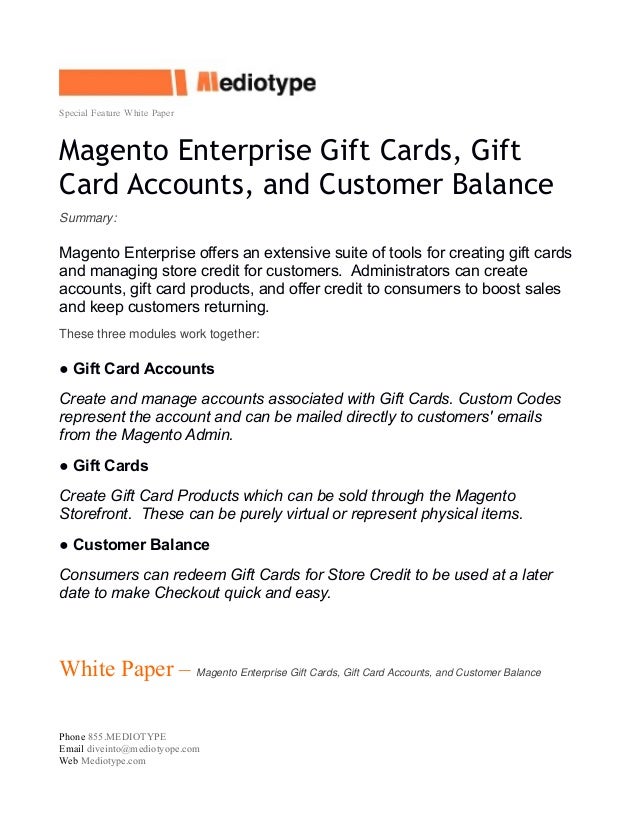 Enterprise Gift Card - mediotype white paper magento enterprise gift cards Enterprise Gift Card - mediotype white paper magento enterprise gift cards