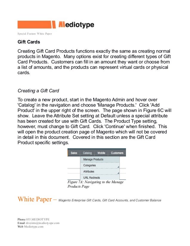 Mediotype White Paper - Magento Enterprise Gift Cards