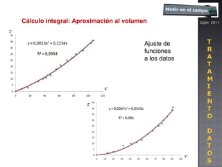 Gijón  2011 T R A T A M I E N T O  D A T O S Cálculo integral: Aproximación al volumen X’ Z’ Y’ Z’ Ajuste de funciones a los datos 
