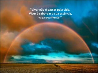 "Viver não é passar pela vida. Viver é saborear a sua essência, vagarosamente." 