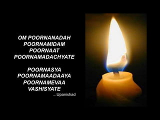 OM POORNANADAH POORNAMIDAM  POORNAAT POORNAMADACHYATE POORNASYA POORNAMAADAAYA POORNAMEVAA VASHISYATE                                     …Upanishad 