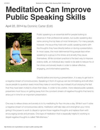 Meditation can improve public speaking skills