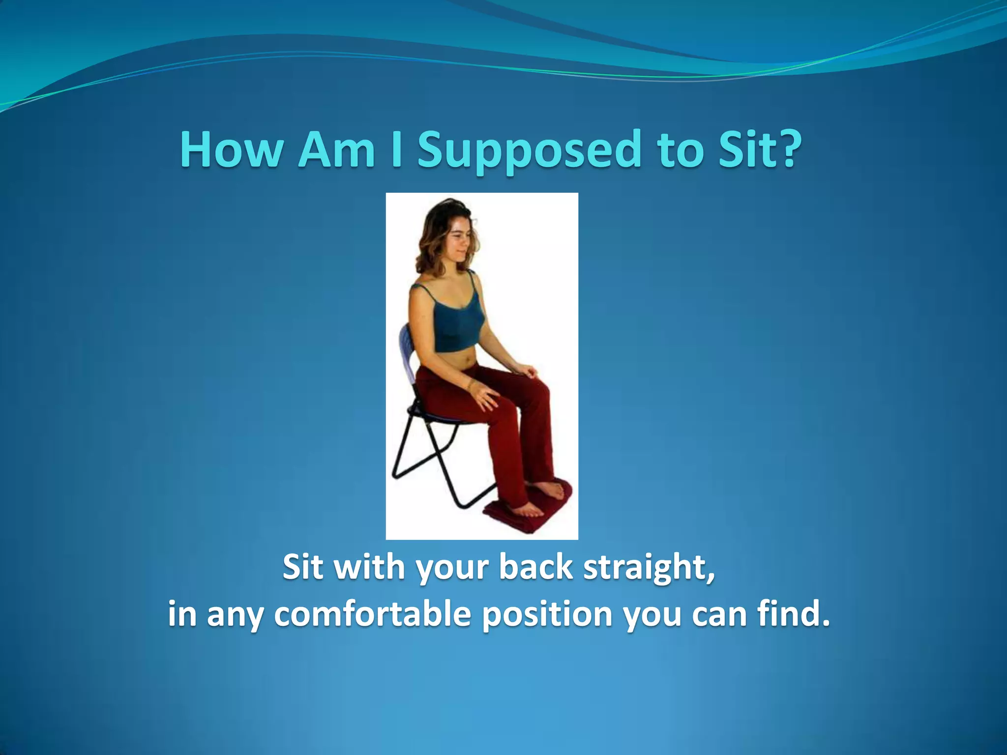 How Am I Supposed to Sit?




        Sit with your back straight,
in any comfortable position you can find.
 