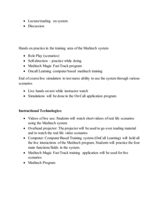Med Tech The Program Examples Meditech training phase ii | DOCX