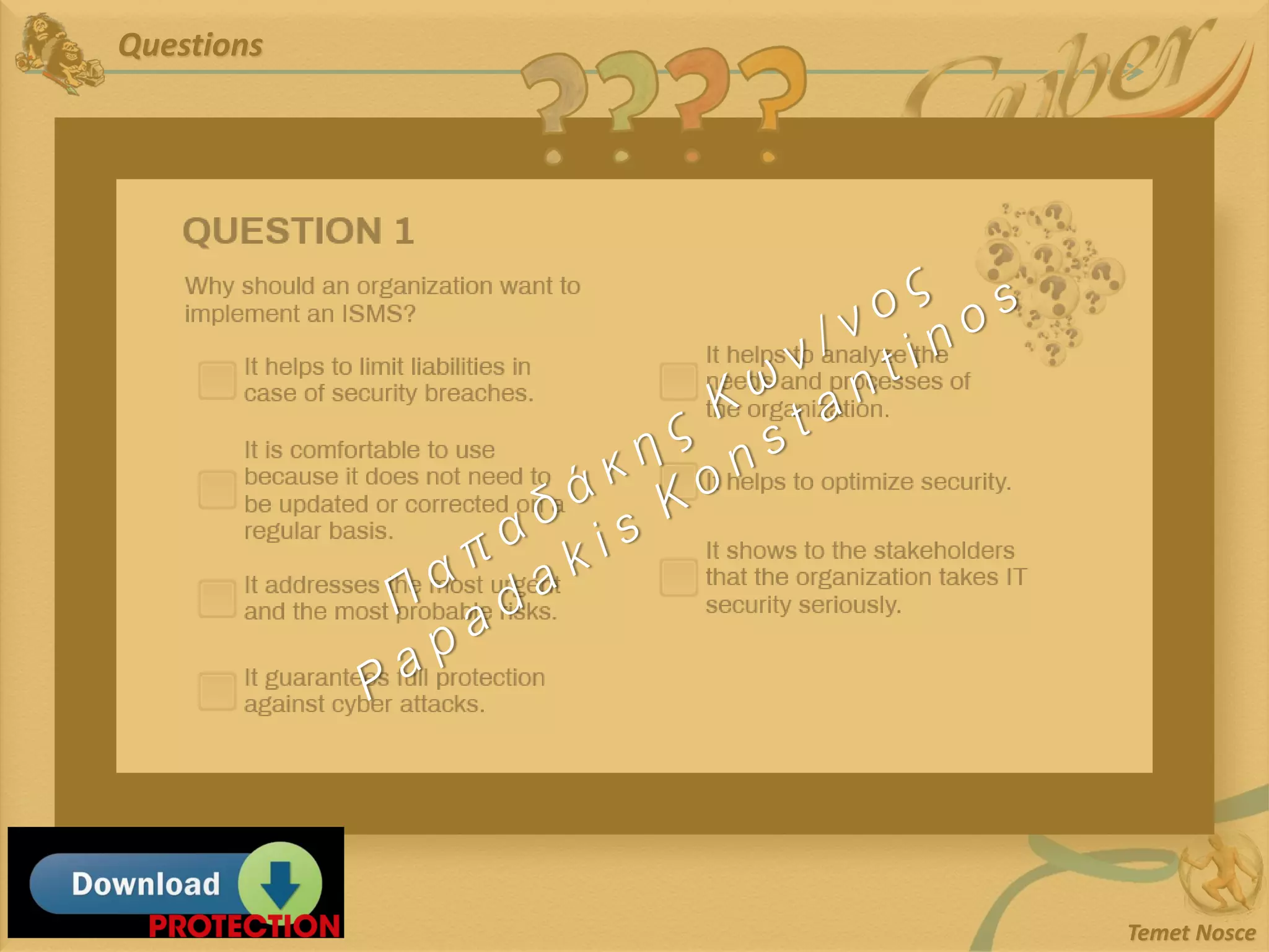 Questions
Temet Nosce
 