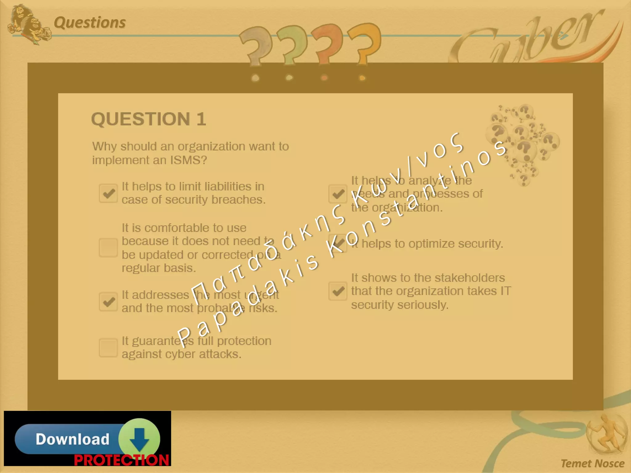 Questions
Temet Nosce
 