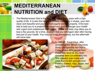MEDITERRANEAN NUTRITION and DIET