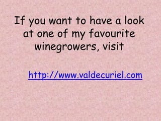 Ifyouwanttohave a look at one of myfavouritewinegrowers, visithttp://www.valdecuriel.com