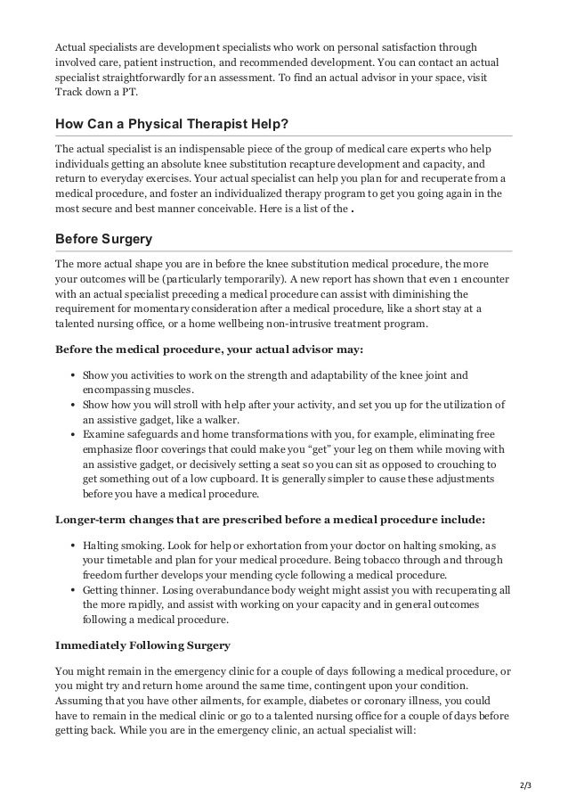 Physical Therapy Guide to Total Knee Replacement