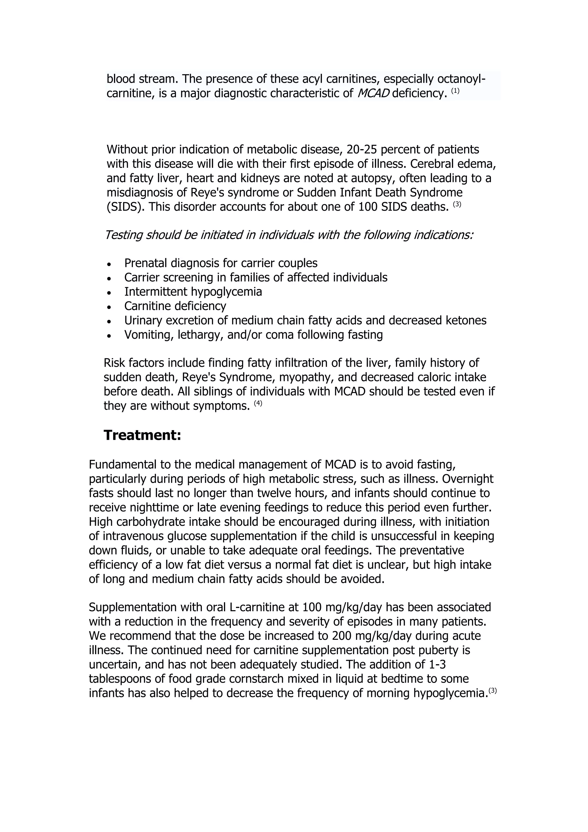 Medium Chain Acyl Coenzyme A Dehydrogenase Deficiency | PDF