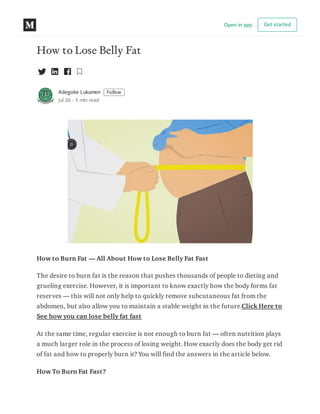 How to lose Belly Fat Fast