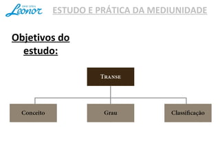 ESTUDO E PRÁTICA DA MEDIUNIDADE
Objetivos do
estudo:
 