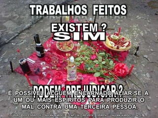 (REVISTA ESPÍRITA - ALLAN KARDEC - Nº 1)(O LIVRO DOS ESPÍRITOS – ALLAN KARDEC - CAP. IX)
É POSSÍVEL ALGUÉM ENCARNADO ALIAR-SE A
UM OU MAIS ESPÍRITOS PARA PRODUZIR O
MAL CONTRA UMA TERCEIRA PESSOA.
 