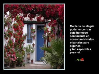 Me llena de alegría
poder encontrar
este hermoso
sentimiento en
cosas tan triviales,
o banales para
algunos…
y tan especiales
para mí.
 