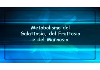 Metabolismo del
Galattosio, del Fruttosio
e del Mannosio
 