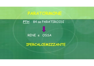 PTH 84 aa PARATIROIDI
RENE e OSSA
IPERCALCEMIZZANTE
PARATORMONE
 
