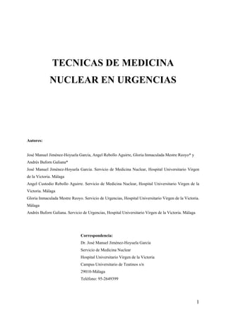 Tecnicas en Medicina Nuclear en Urgencias
