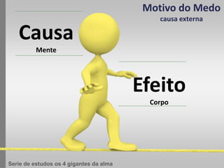 Motivo do Medo
                                             causa externa

   Causa
          Mente




                                         Efeito
                                           Corpo




Serie de estudos os 4 gigantes da alma
 