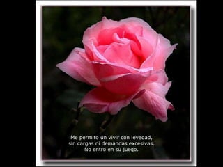 Me permito un vivir con levedad, sin cargas ni demandas excesivas. No entro en su juego. 